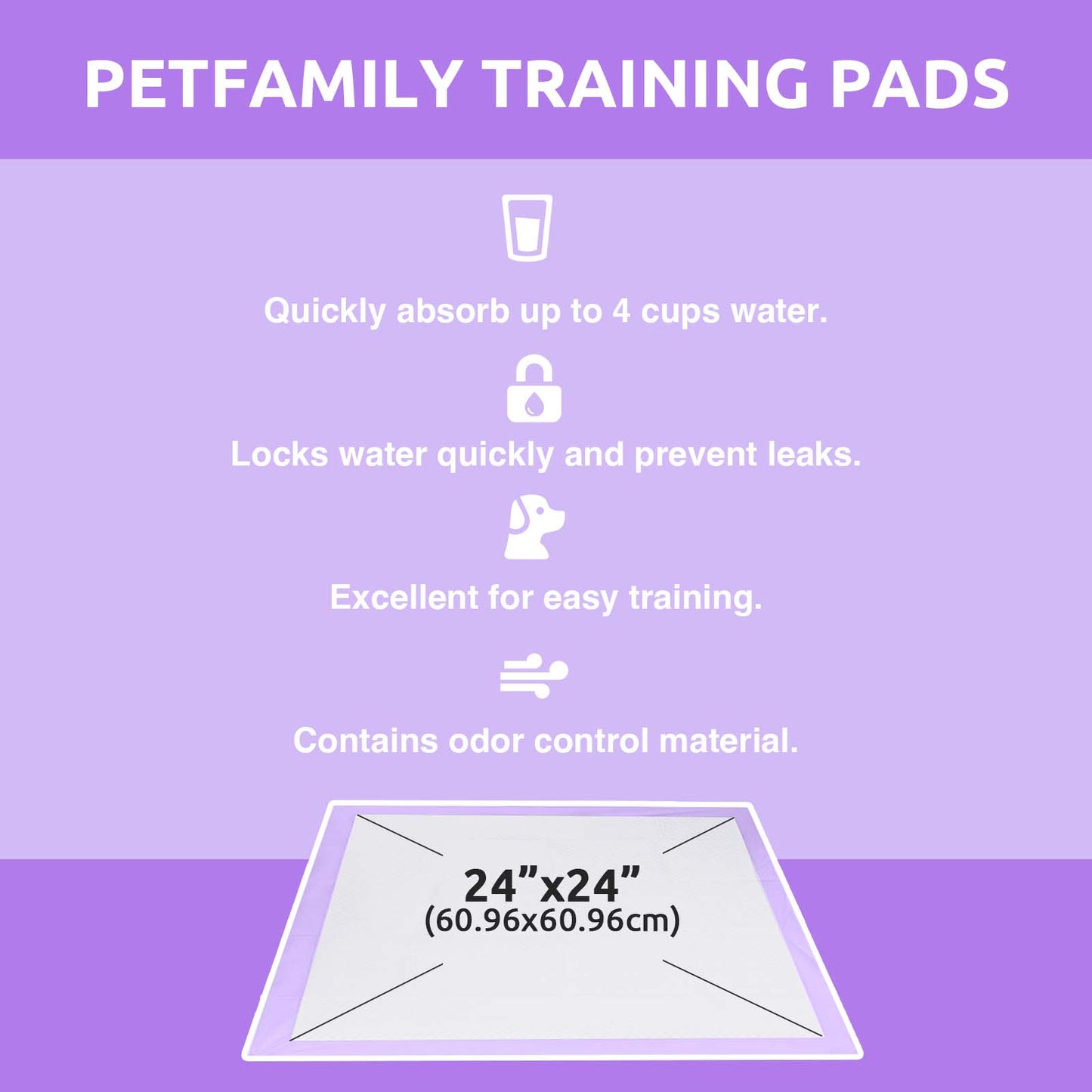Puppy Pads Lavender 24" x 24" 50 Pieces