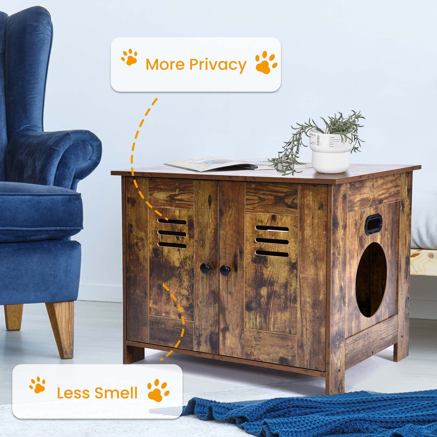 Cat Litter Box Enclosure Brown