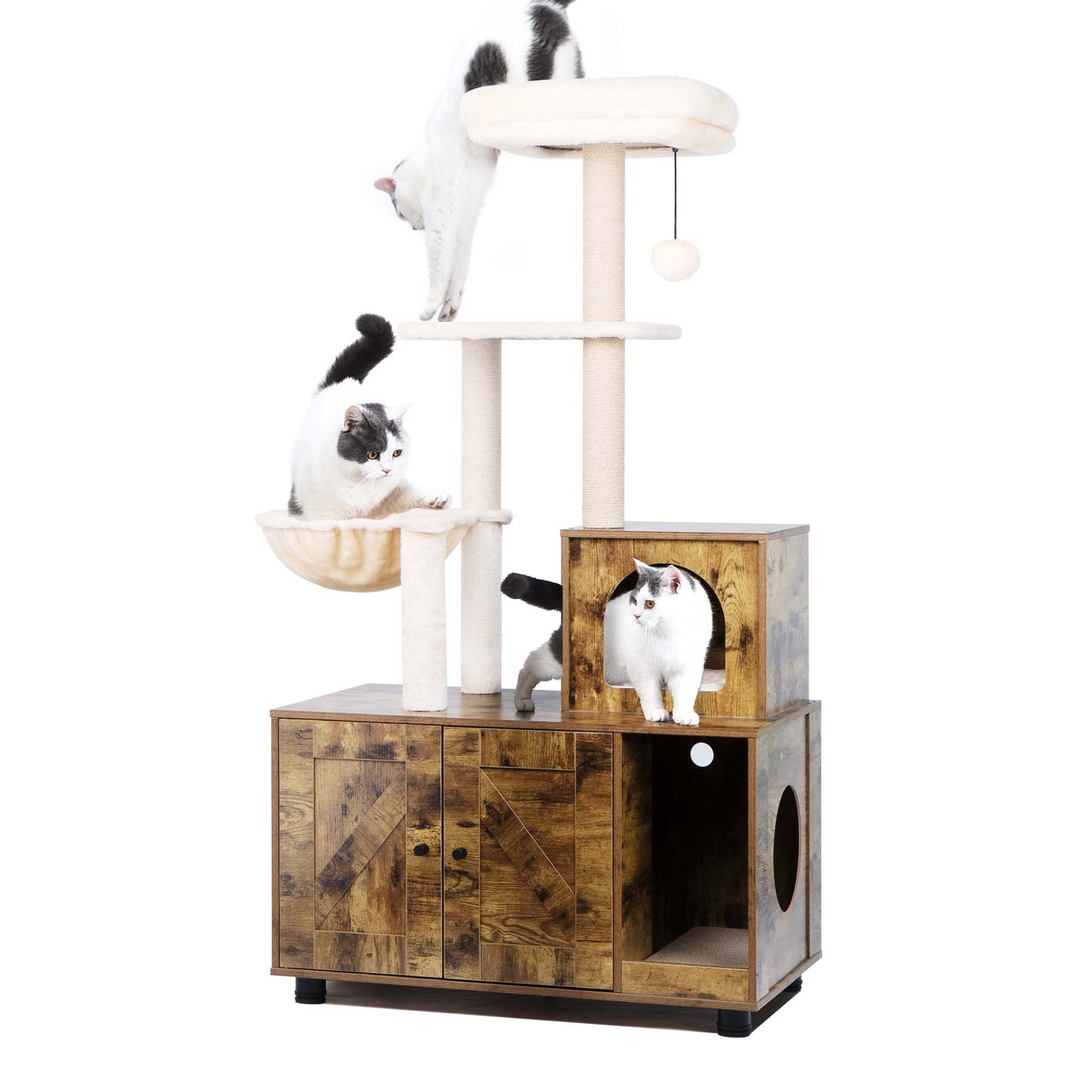 Cat Litter Box Enclosure with Cat Tree 2-in-1 58 inch