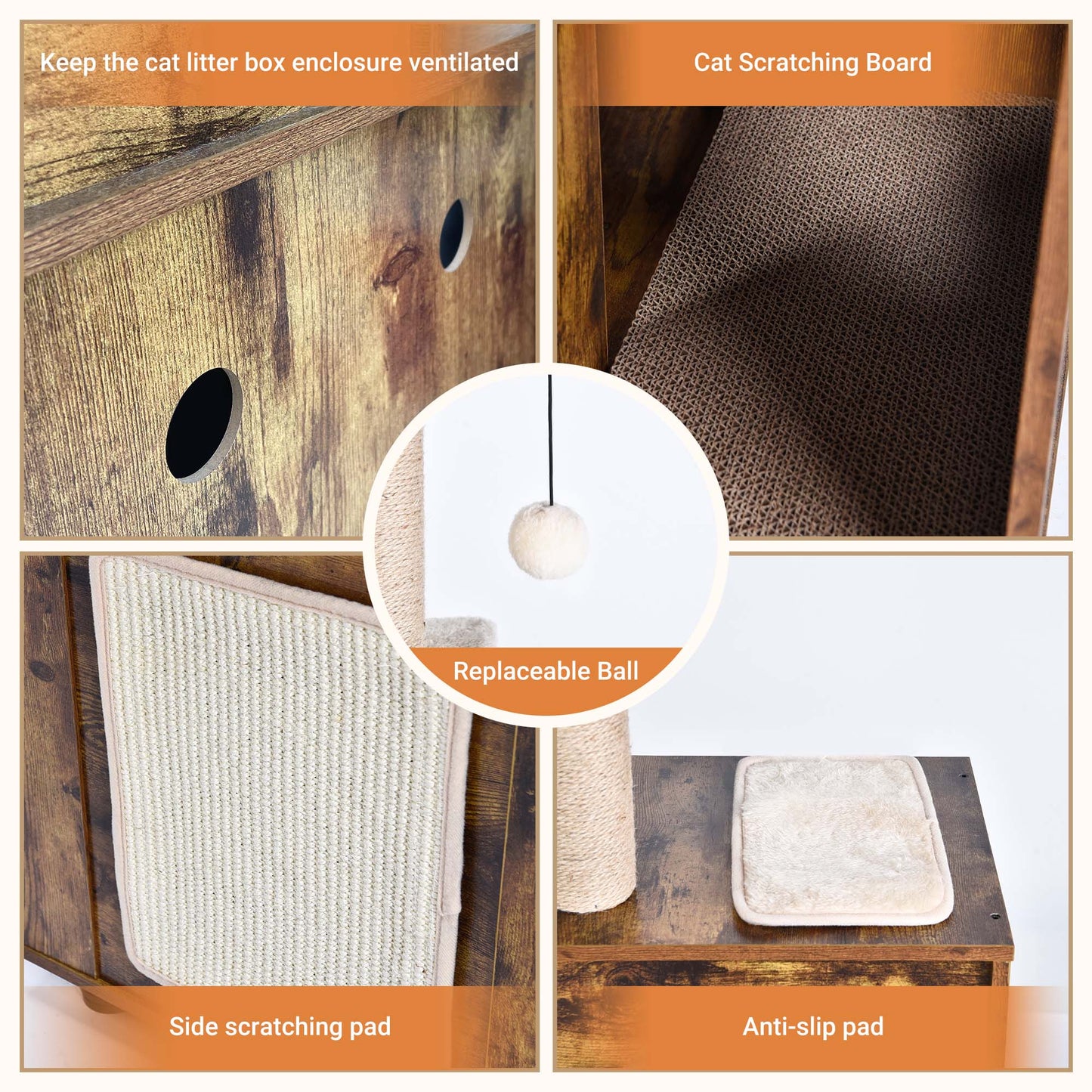 Cat Litter Box Enclosure with Cat Tree 2-in-1 58 inch