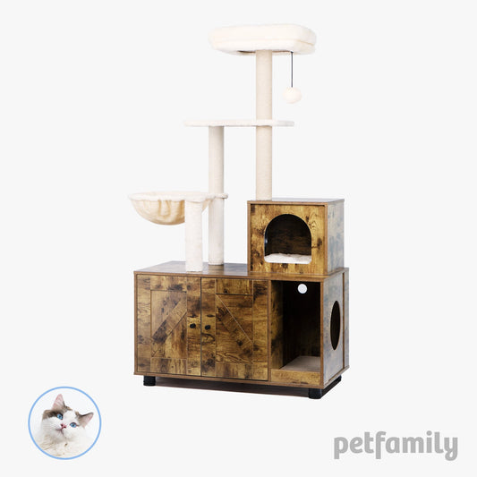 Cat Litter Box Enclosure with Cat Tree 2-in-1  58 inch