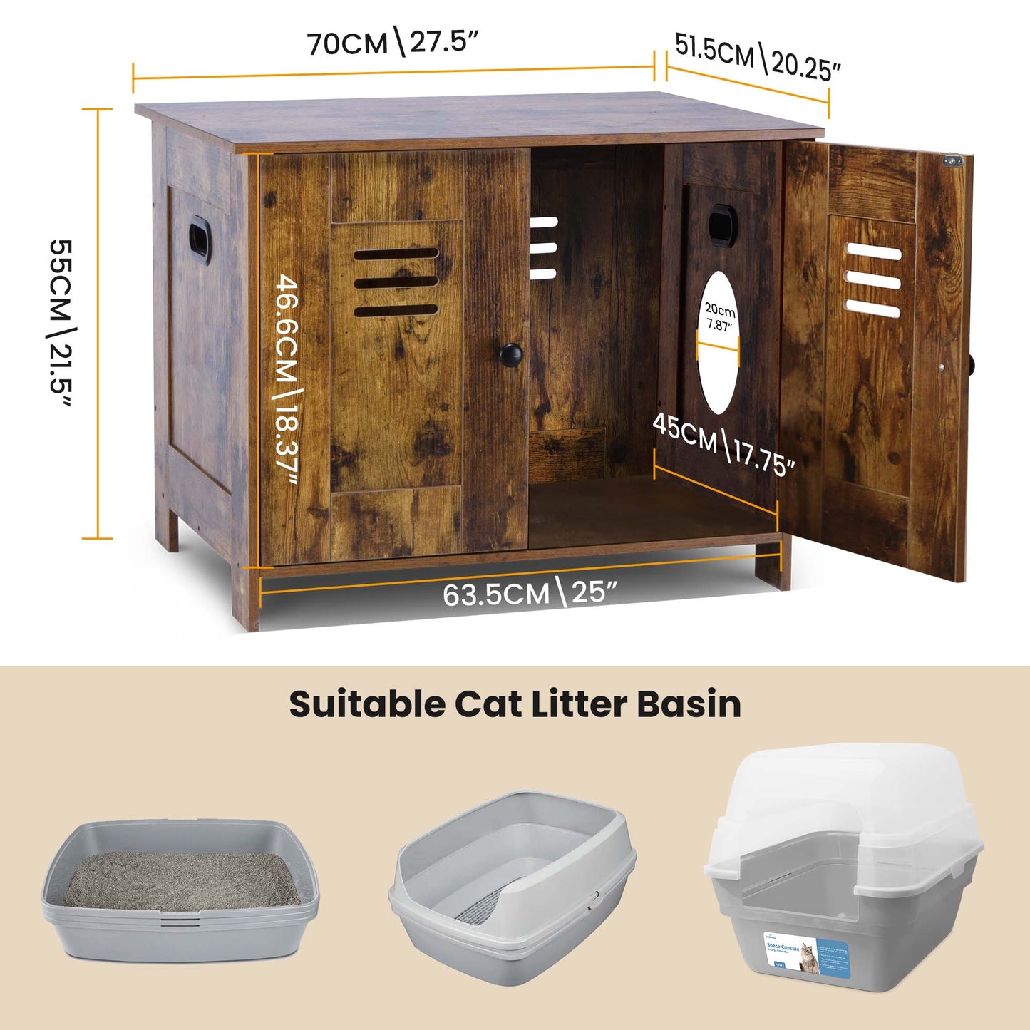 Cat Litter Box Enclosure Brown