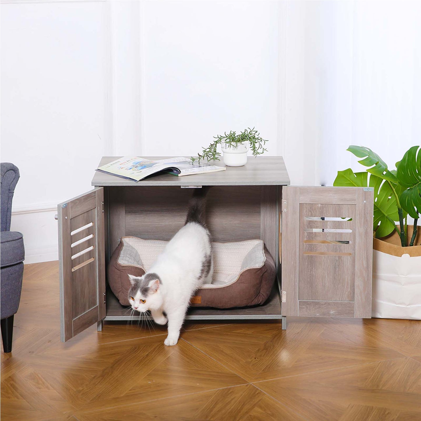 Cat Litter Box Enclosure Grey